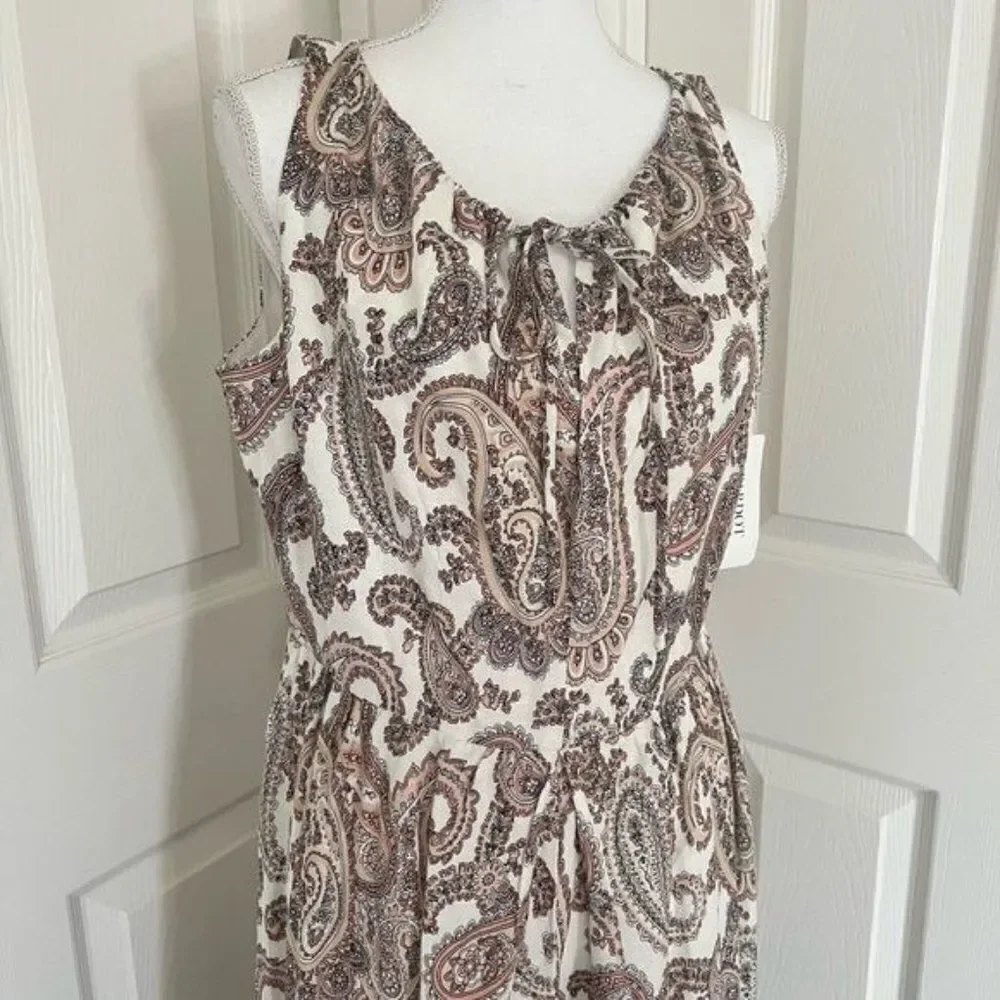 Bardot Paisley Sleeveless Wide Leg Linen Jumpsuit Medium